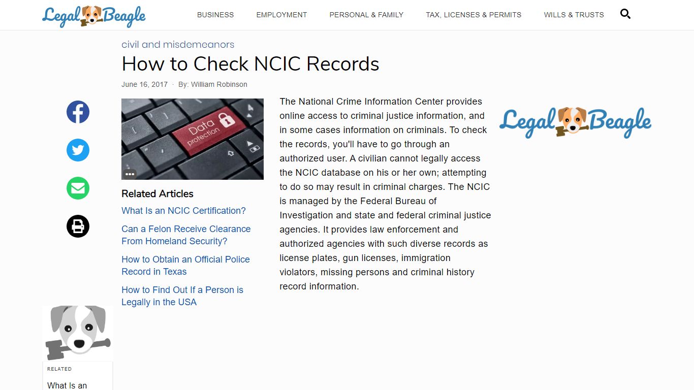 How to Check NCIC Records | Legal Beagle