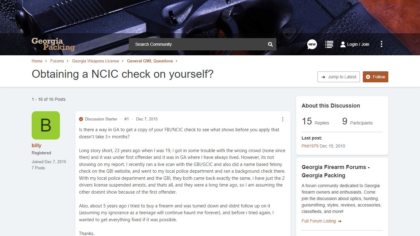 Obtaining a NCIC check on yourself? - Georgia Packing