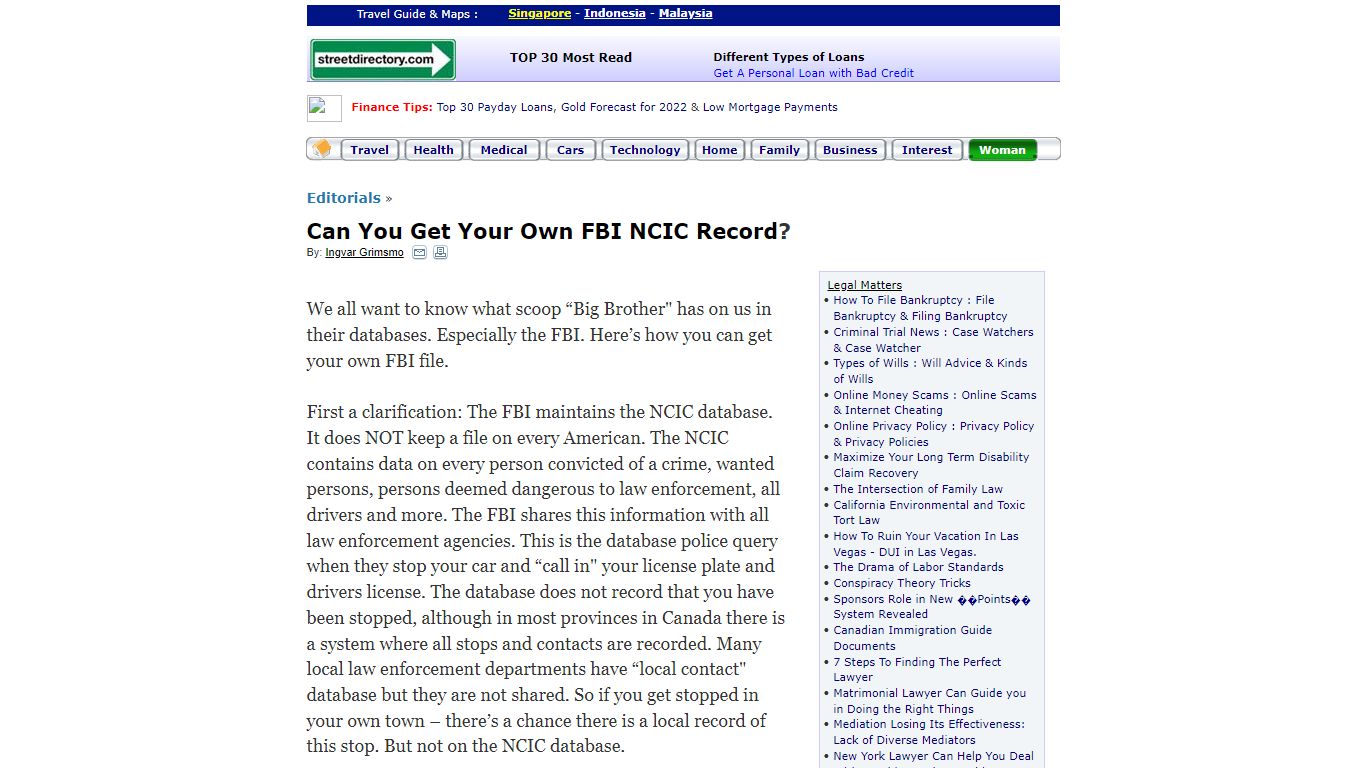 Can You Get Your Own FBI NCIC Record? - Streetdirectory.com